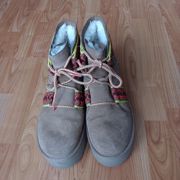 UGG Classic Mini II Braid Platform Chestnut Suede Boots Sz 12 Winter Outdoor - Picture 4 of 10